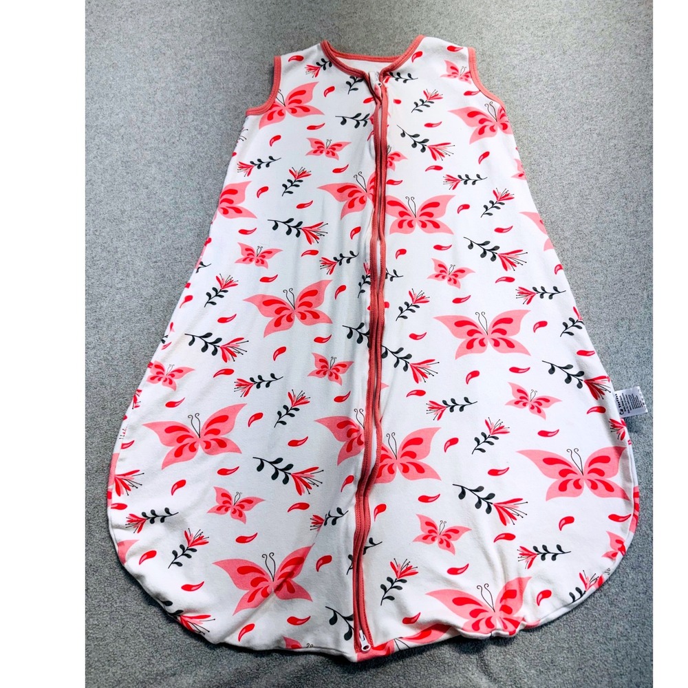 Yoofoss Baby Wearable Blanket 18-24 Months White Pink Butterfly Cotton Toddler